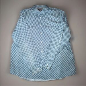 Michael Kors Men's XXL Blue Diamond Print Button Down Long Sleeve Dress Shirt